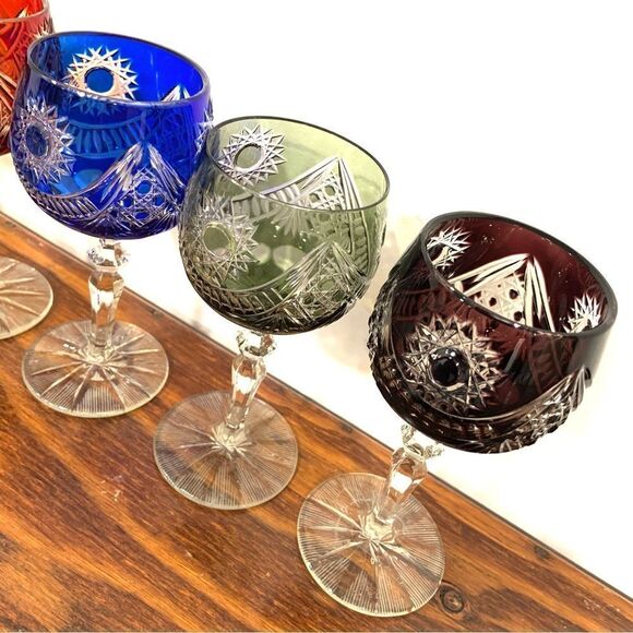 CRYSTAL Hand Cut Wine Glasses (set of 6) - Picture 3 of 7